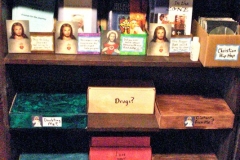 Shelf of gift boxes